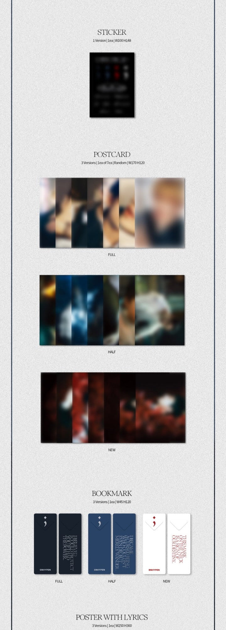 ENHYPEN - [DARK BLOOD] Mini 4th Album 3 Version SET + THREE KTOWN4U POLAROID POB (LIMITED)