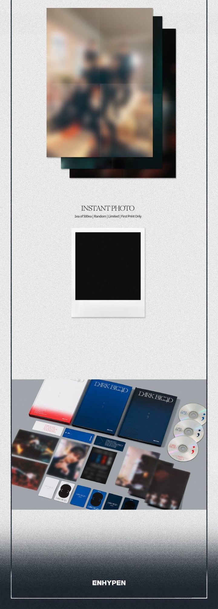 ENHYPEN - [DARK BLOOD] Mini 4th Album 3 Version SET + THREE KTOWN4U POLAROID POB (LIMITED)